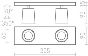 Spot KENNY 2xGU10/35W/230V RED-Design Rendl-R12915