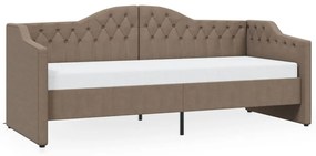 337191 vidaXL Pat de zi, gri taupe, 90x200 cm, textil, USB