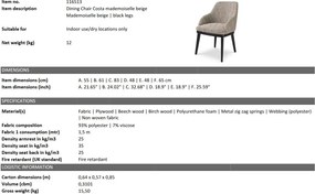 Scaun design LUX Costa, Mademoiselle beige