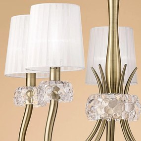 Candelabru clasic cu 5 brate LOEWE antique brass/ abajur alb