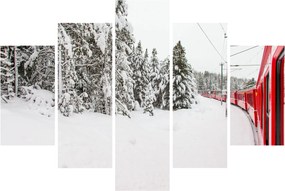 Tablou - Tren într-un peisaj înzăpezit (150x105 cm)