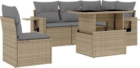 vidaXL Set canapele de grădină cu perne, 6 piese, bej, poliratan