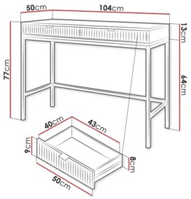 Consolă NOVA 77x104 cm gri/negru