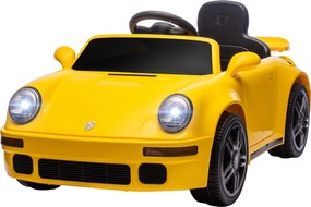 AIYAPLAY Mașină electrică pentru copii, mașină 12V pentru copii cu telecomandă, pornire blândă, MP3-Player, lumini LED, claxon, indicator de energie, Galben | Aosom Romania