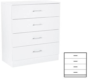 Comodă Miami cu 4 sertare 80x92 cm alb-alb