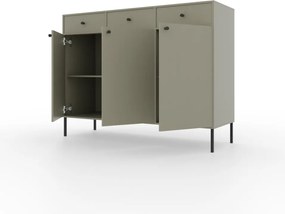 Comodă cu trei usi si trei sertare. 124x41x95cm, Tili System, ADRK Furniture (Culoare: Bej nisip / Bej nisip)