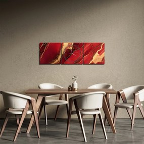 Tablou - Marmură roșu-auriu (cu ceas) (90x30 cm)