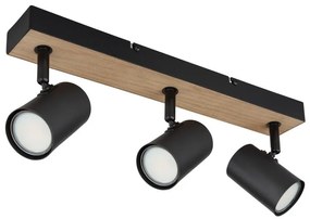 Plafoniera 3L design industrial Robby negru, maro