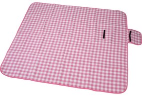 Pătură picnic Carouri 130 x 150 cm, roz