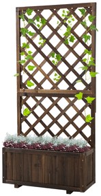 Outsunny Jardiniere de Exterior cu Spalier Grilaj pentru Plante Cataratoare si Ghiveci, Jardiniera din Lemn de Brad Durabil, 72.5x31.5x149.5 cm