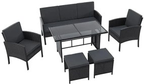 Juskys Set de ratan Turin - negru