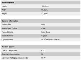 Lustra XXL aplicata cristal Schöler design de lux Sheraton 120x90cm, 24K gold plated