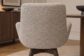 Set de 2 scaune pivotante, Lemn de stejar, textil boucle taupe BALTIC