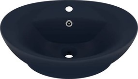 vidaXL Chiuvetă lux preaplin albastru mat 58,5x39 cm ceramică oval