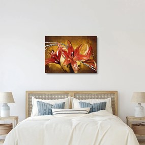 Tablou pe sticlă cu flori de crini (70x50 cm)