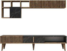 Perete TV Milan Walnut și Negru