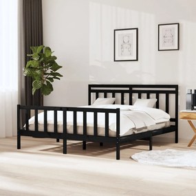 3100972 vidaXL Cadru de pat, negru, 160x200 cm, lemn masiv