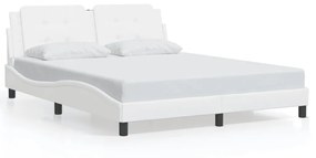 3214118 vidaXL Cadru de pat cu lumini LED, alb, 160x200 cm, piele ecologică