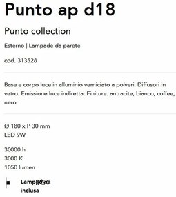 Aplica LED iluminat exterior ambiental Punto ap d18 alba