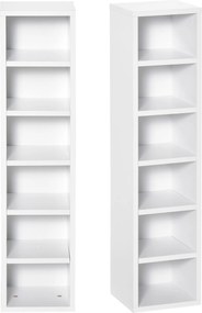 HOMCOM Bibliotecă Raft pentru CD, Set din 2 Piese cu 12 Rafturi din Lemn, 21x19,2x88,3 cm, Alb | Aosom Romania
