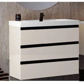 Set mobilier baie (masca stativa cu 3 sertare si lavoar) Kolpa San Harmony 120x48xH90, gri deschis