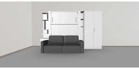 Set pat rabatabil dublu cu somiera, canapea 2 locuri, biblioteca si dulap Acordeon(100) - NOVA ACORDEON WARDROBE, SMALL BOOKCASE&SOFA SET(150X200)