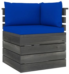 Set mobilier gradina din paleti cu perne, 11 piese, lemn de pin Albastru, 1, 11