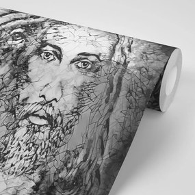 Tapet autoadeziv atotputernic cu leul în design alb-negru