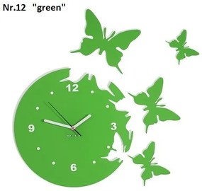 Ceas de perete modern cu fluturi Verde