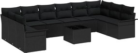 vidaXL Set de canapele pentru grădină 11 pcs Negru Rattan poli