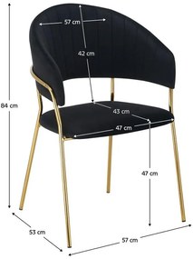 Fotoliu de sufragerie de design Dasmona 1 (Negru + Auriu + Crom) . 1097107