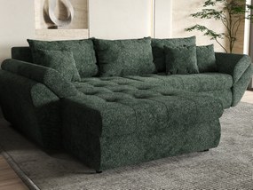 Colțar extensibil dumonde cu ladă de depozitare si sezut confortabil din spuma high-density, Loana Euphoria Green 270x185 cm