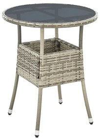 Juskys Masa rotundă Yoro din ratan Ø60 cm - gri