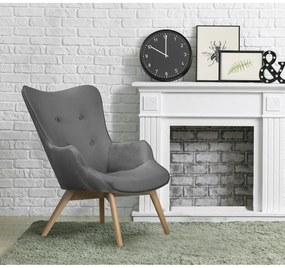 Fotoliu gri cu tapițerie din catifea Niko – Ropez