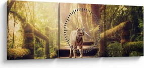 Tablou cu tigrul în djunglă (cu ceas) (90x30 cm)