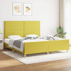 Cadru de pat cu tablie, verde, 180x200 cm, textil Verde, 180 x 200 cm, Culoare unica si cuie de tapiterie