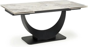 Masa living lux FERNANDO, alb/negru, ceramica/metal, 160/240x92x75 cm