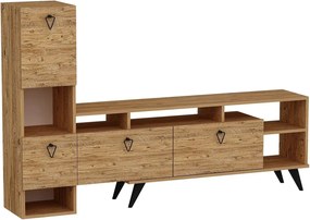 Comoda TV EMMY, pin/negru, PAL melaminat, 185x35x120 cm
