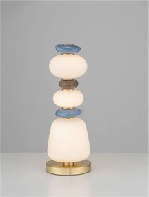 Veioza LED decorativa ceramica maro, albastru, alb, PALO