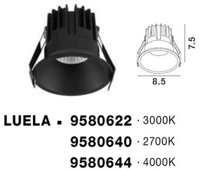 Spot LED incastrabil tavan fals / plafon LUELA 3000K negru