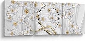 Tablou - Copac cu decor auriu (cu ceas) (90x30 cm)