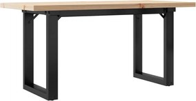 vidaXL Masă de cafea, cadru O, 90x40x45,5 cm, lemn masiv pin și Oţel