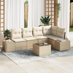 vidaXL Set de canapele pentru grădină 6 pcs Bej Rattan poli