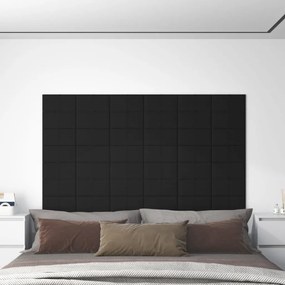 Panouri de perete, 12 buc., negru, 30x15 cm, textil, 0,54 m   12, Negru, 30 x 15 cm