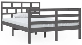 3101255 vidaXL Cadru de pat Small Double 4FT, gri, 120x190 cm, lemn masiv