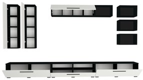 Living haaus Haga V5, Alb Lucios/Negru, MDF,L 360 cm