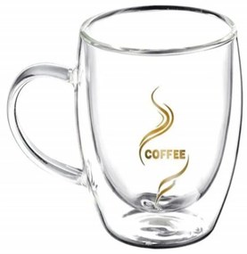 Cana COFFEE 250 ml, din sticla borosilicata cu pereti dubli