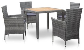 46022 vidaXL Set mobilier de exterior cu perne, 5 piese, gri, poliratan