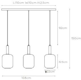 Lustră pe cablu Lucide 45494/03/65 JOANET 3xE27/40W/230V negru