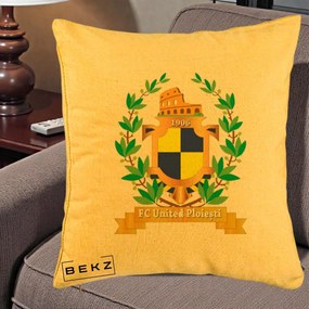 Perna Personalizata FC United Ploiesti 1906 Fotbal, 40x40 cm, Galben, Husa Detasabila, Perna Inclusa, BEKZ®